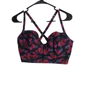 Torrid Bikini Swim Top 1x Womens Plus Size Underwired Lined Butterfly Print